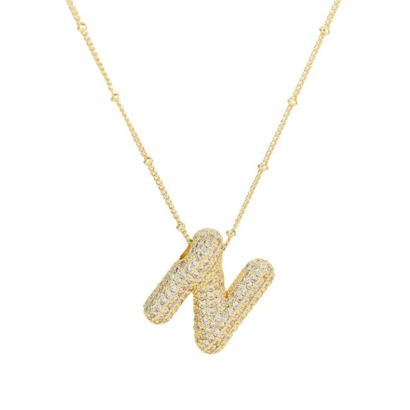 Gold Filled CZ Initial Bubble Necklace - Picture 8 of 11